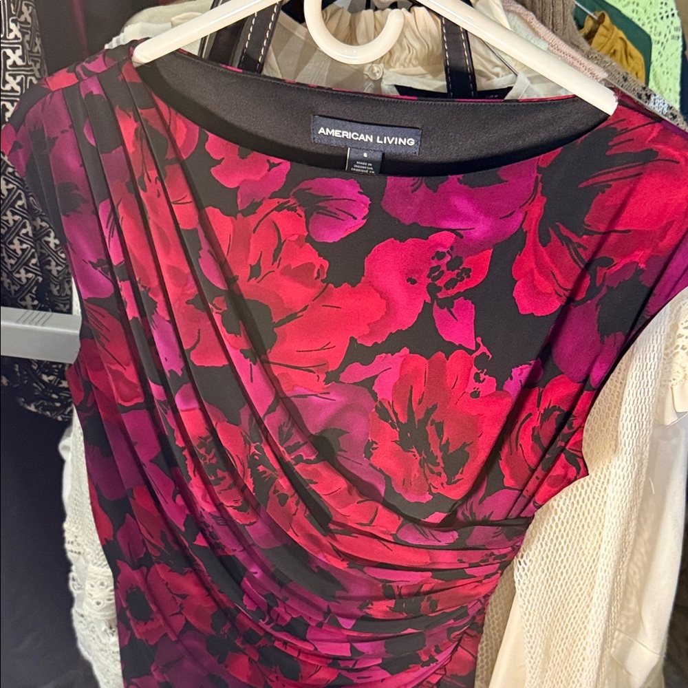 American Living Red and Pink Floral Dress